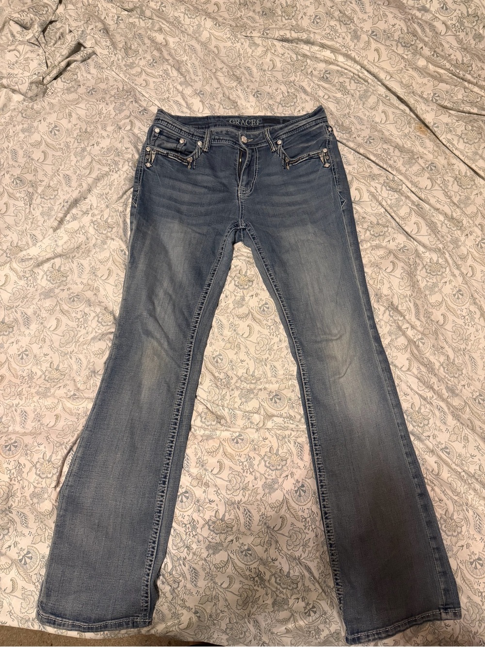 GRLFRND Women's Light Blue Wide Leg Jeans